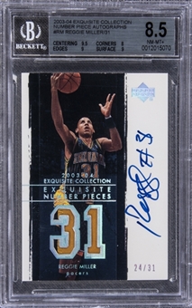 2003-04 UD "Exquisite Collection" Number Pieces #RM Reggie Miller Signed Card (#24/31) – BGS NM-MT+ 8.5/BGS 10